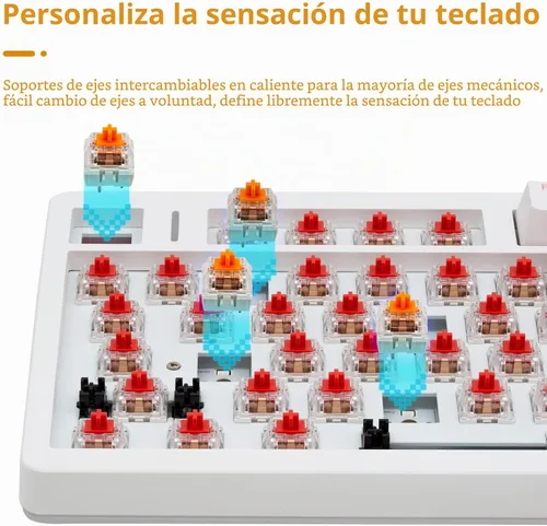 Vista 3 de IROK FE98Pro Teclado mecánico inalámbrico RGB intercambiable en caliente, teclado de tres capas de amortiguación para juegos de 98 teclas