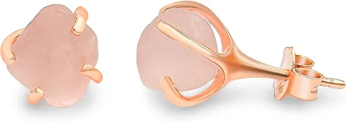 Vista 26 de Aretes de piedra preciosa natural en bruto con oro rosa sobre plata de ley 925, 6 a 0.276 in, regalo de piedra de nacimiento de calidad genuina