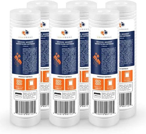 Vista 10 de Aquaboon Filtro de agua de sedimentos ranurados de 5 micrones de 10 x 2.5 pulgadas para cartucho de filtro de toda la casa compatible con AP110