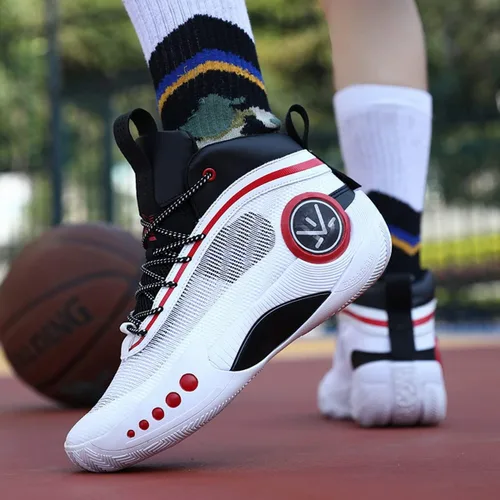 Vista 5 de Zapatos de baloncesto para hombre tenis de baloncesto de alta calidad para adolescentes tenis de baloncesto antideslizantes zapatos deportivos