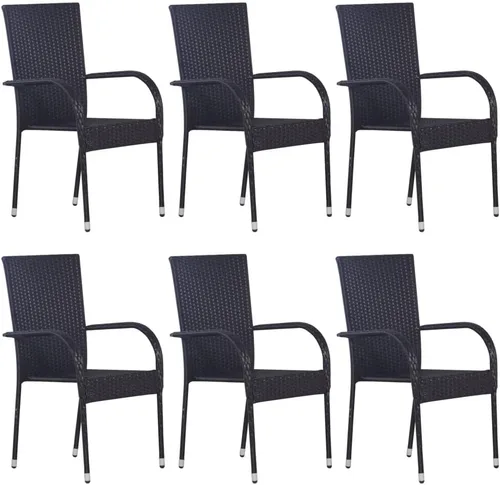 Vista 7 de 2 sillas de comedor de ratán para patio, sillas de patio apilables para exteriores, ratán de polietileno con reposabrazos y marco de acero, juego