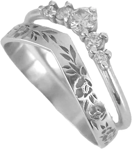 Vista 12 de Iumer - Anillo de zircón de dos piezas con incrustaciones de diamantes de imitación artificiales para mujer, talla 6-10.