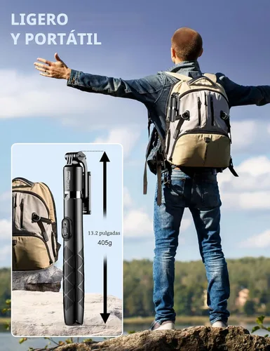 Vista 7 de Trípode de aluminio de 71" para teléfono, trípodes de viaje para iPhone con control remoto, trípode de selfie para celular extensible compatible