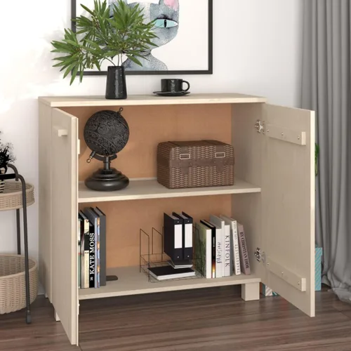 Vista 8 de Aparador marrón miel 33.5"x13.8"x31.5" madera maciza pino