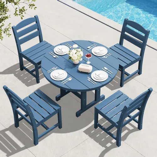 Vista 37 de SERWALL Juego de sillas de comedor Adirondack para exterior, conjunto de 2, sillas de patio de HDPE resistentes a todo clima, color negro