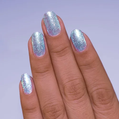 Vista 4 de ILNP Elsa - Esmalte de uñas holográfico resplandeciente azul claro helado