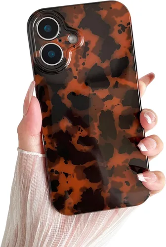Vista 15 de Huahuacase Funda compatible con iPhone 11, diseño de caparazón de tortuga, retro, ámbar y marrón, estampado de guepardo leopardo, funda protectora
