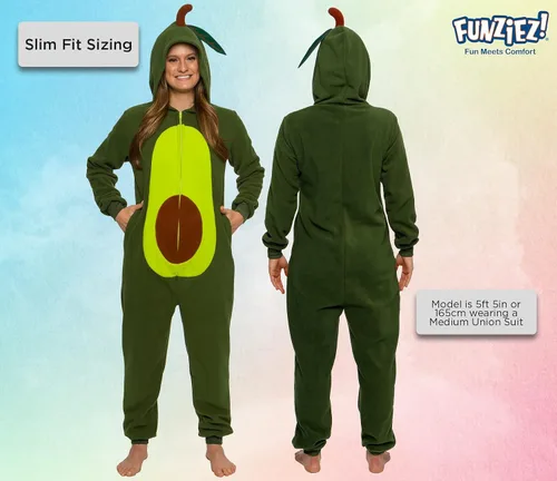 Vista 3 de Slim Pineapple and Avocado Adult Onesie - Food Halloween Costume - One Piece Cosplay Suit for Adults Women and Men FUNZIEZ