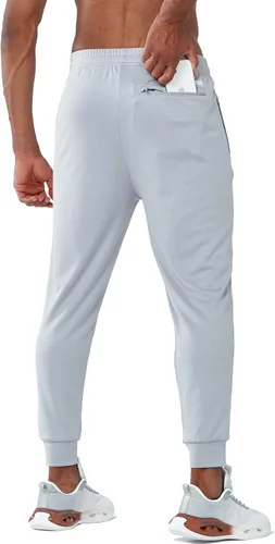 Vista 3 de NORTHYARD Pantalones deportivos para hombre con bolsillos con cremallera, pantalones deportivos de malla ligera y cónica para correr, gimnasio
