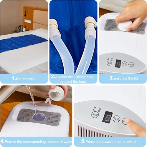 Vista 6 de Buhelyc Colchón de hielo, cubrecolchón refrescante, sistema de sueño más fresco, sistema de acondicionamiento de cama de refrigeración, silencioso