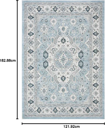 Vista 73 de SAFAVIEH - Colección Isabella, alfombra decorativa - 2'2" x 5', azul y crema, diseño oriental, no desprende pelusa y fácil cuidado, ideal para áreas
