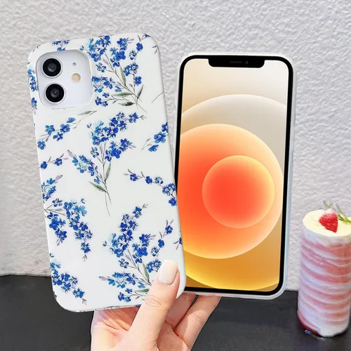 Vista 6 de J.west Funda floral para iPhone 12 y iPhone 12 Pro de 6.1 pulgadas, diseño de patrón de flores de TPU suave, parachoques a prueba de golpes