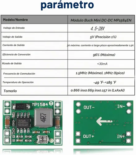 Vista 4 de 6PCS MP1584 MP1584EN DC-DC 3A Voltaje Ajustable Buck Convertidor Mini Voltaje Fuente de Alimentación Step Down Module 24V a 12V 9V 5V 3V