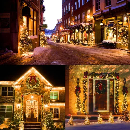 Vista 7 de BrizLabs Luces de Navidad transparentes, 50 unidades, luces incandescentes blancas cálidas, mini cadena de luz conectable, luces de árbol de Navidad