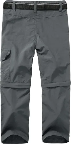 Vista 2 de Asfixiado Pantalones cargo para niños, casuales para exteriores, de secado rápido, impermeables, senderismo, escalada, convertibles
