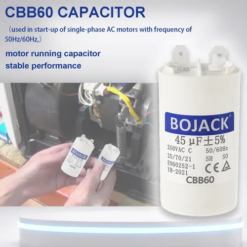 Vista 6 de BOJACK 45uf 45MFD uF CBB60 Condensador de funcionamiento de lavadora Frecuencia del condensador de funcionamiento del motor 50/60Hz 250VAC 250V Stud