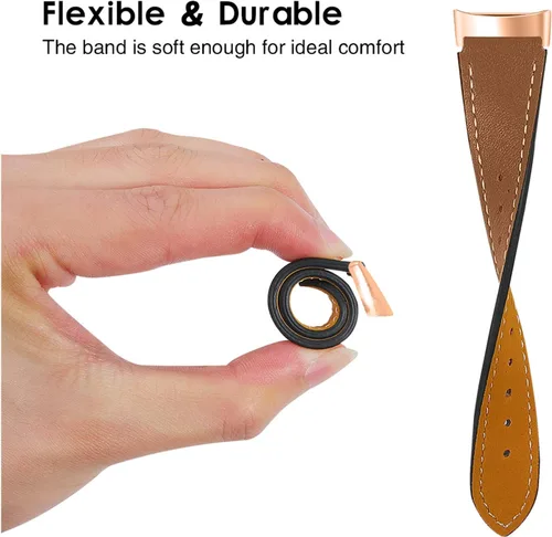 Vista 2 de Replacement Leather Band Compatible for Fitbit Charge 2/5/6, Classic Genuine Leather Wristband for Men Women