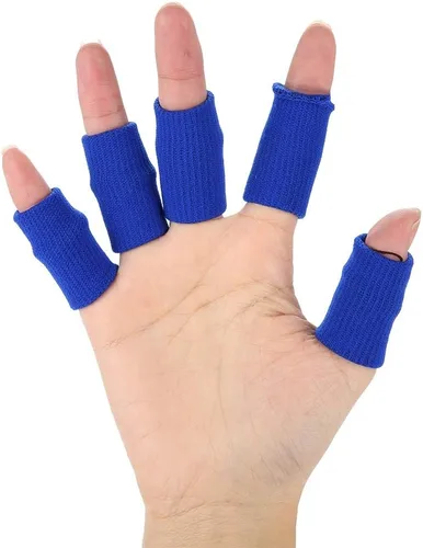 Vista 9 de Envolturas para dedos, 10 unidades elásticas y flexibles para los dedos, protector de dedos para la artritis, dedos o baloncesto (negro)
