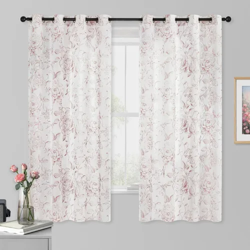 Vista 28 de Beauoop - Cortinas florales 100% blackout, de 84 pulgadas de largo, 2 paneles, para dormitorio, sala de estar, azul marino y blanco