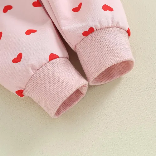Vista 7 de ICECTR Conjunto de 2 piezas de sudadera de manga larga con estampado de corazón para bebés, niños y niñas, ropa casual