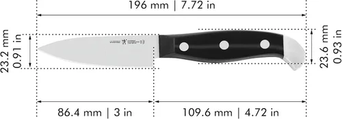 Vista 3 de HENCKELS Cuchillo de chef compacto de 3 pulgadas ultraafilado, diseñado en Alemania con más de 100 años de maestría, color negro/acero inoxidable
