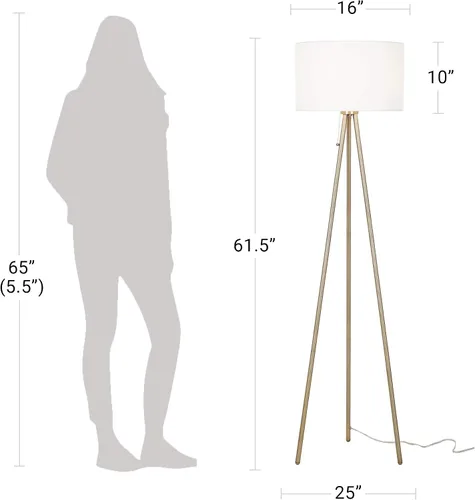 Vista 5 de Catalina Lighting 22965-000 Mid-Century - Lámpara de pie con trípode moderna, lámpara de pie, luz de piso para sala de estar, bombilla LED