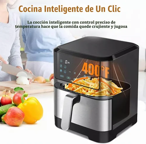 Vista 6 de Freidora de aire digital LED, horno tostador eléctrico con freidora de aire, freidora de aire multifunción, asar, asar, deshidratar y más