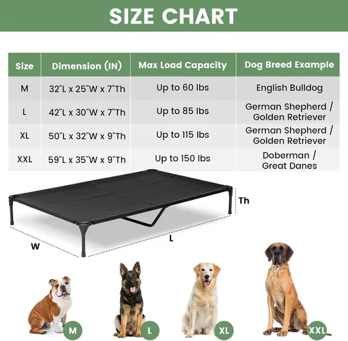 Vista 2 de Cama Elevada para Perros para Exteriores, Catre Elevado para Perros Medianos con Malla Lavable, Cuna Refrescante para Mascotas a Prueba de Mordidas