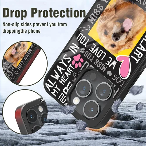 Vista 5 de Fundas personalizadas para teléfonos con nombre de perros y mascotas, Negro