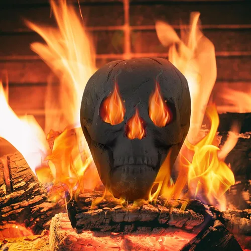 Vista 2 de Tangkula Calavera de cerámica para Halloween, calaveras humanas a prueba de fuego, reutilizables, con forma de calavera, decoración de Halloween
