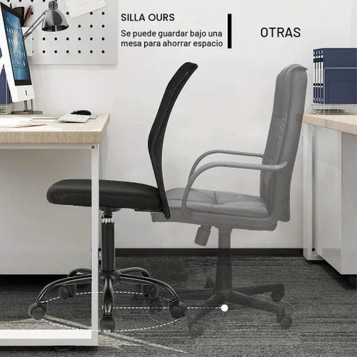 Vista 4 de Meet Perfect Silla de oficina con respaldo medio de malla sin brazos, color Negro