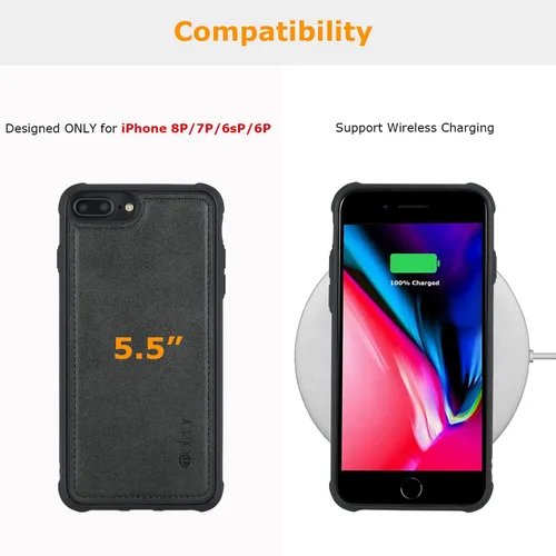 Vista 7 de MAG Series - Funda para iPhone 8 Plus/7 Plus/6 Plus, placa de metal integrada para montaje magnético, funciona con cargadores certificados Qi
