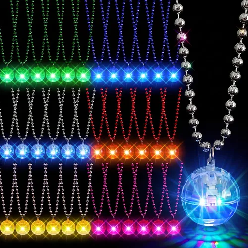 Vista 8 de Henoyso - 6 collares de discoteca iluminados para Halloween, colores mezclados Color mixto