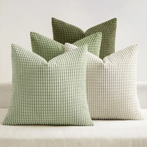 Vista 17 de MIULEE Farmhouse - Juego de 4 fundas de almohada decorativas de 16 x 16 pulgadas, color marrón y verde Modern Natural Rustic Throw Pillows Neutral