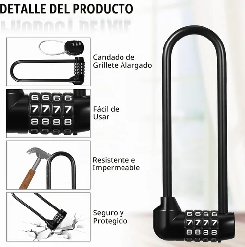Vista 3 de Shimeyao Candado de combinación de grillete de 6 pulgadas de largo, 4 dígitos, impermeable, con código reiniciable, para casillero de gimnasio