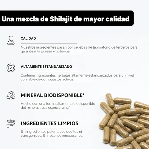 Vista 2 de SANDHUHERBALS Cápsulas de Shilajit para Hombres y Mujeres Mezcla Pura del Himalaya con Ashwagandha Suplemento de Alta Potencia y Energía