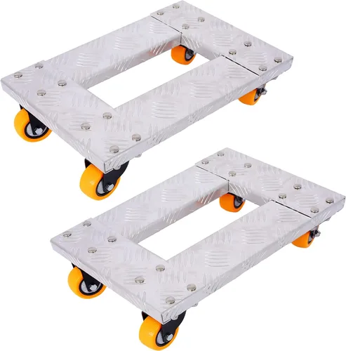 Vista 8 de Campfun Carrito de muñecas con ruedas, carrito para muebles resistente, carrito móvil de 4 ruedas, marco de aluminio con ruedas profesionales de TPU