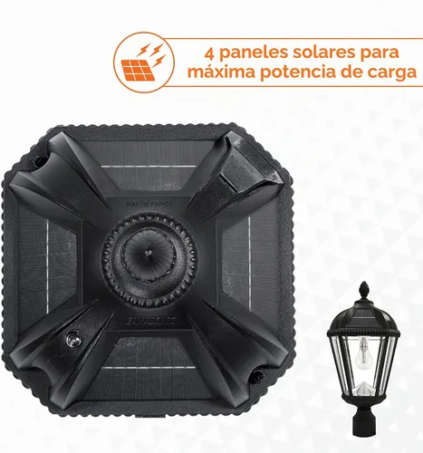Vista 7 de Gama Sonic Luz solar de poste para exteriores, aluminio negro, bombilla Royal, vidrio Rain Water, lámpara individual con adaptador de 3 pulgadas
