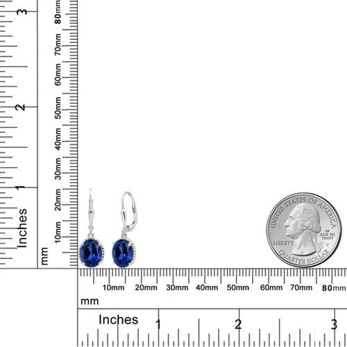 Vista 180 de Gem Stone King Aretes colgantes de gota para mujer, plata de ley 925, piedra natal ovalada de 0.354 x 0.276 in, joyería fina, regalos para ella