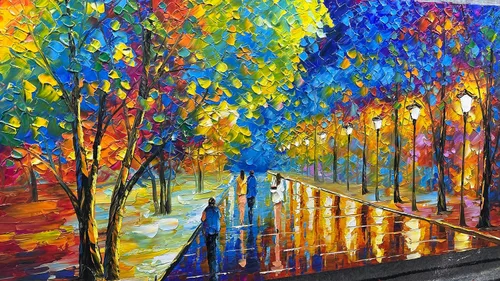 Vista 9 de Tyed Art - Pinturas al óleo de 24 x 48 pulgadas sobre lienzo, arte 100% pintado a mano, obra de arte contemporánea, obra de arte abstracta, arte