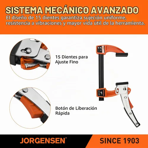 Vista 4 de Jorgensen Juego de abrazaderas de barra de 4 pulgadas, abrazadera de barra de trinquete para carpintería, abrazadera de engranaje de liberación