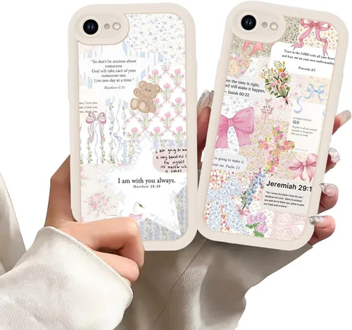 Vista 68 de Paquete de 2 fundas protectoras para iPhone 8 Plus/7 Plus de 5.5 pulgadas con collage de versículos bíblicos de Jesús para mujeres y niñas, diseño