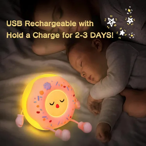 Vista 2 de Lámpara de dona - Regalo de luz nocturna LED de silicona para niños y niñas, luz nocturna linda recargable para decoración de habitación de niños