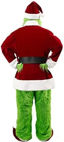 Vista 2 de Christmas Green Monster Costume Adult Deluxe Furry Santa Costumes Halloween Cosplay Outfit for Men