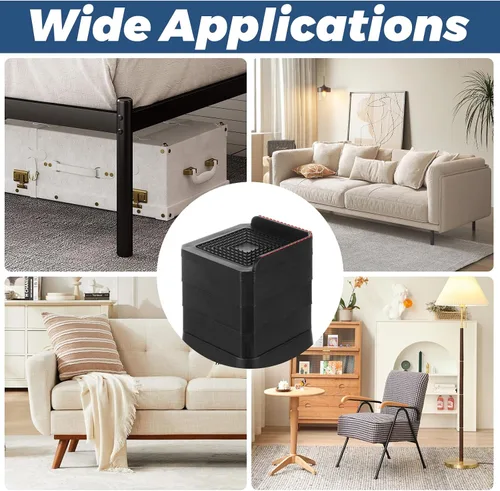 Vista 7 de 20 elevadores de cama resistentes ajustables de 3 a 7 pulgadas, elevadores de muebles en forma de L para sofá, escritorio, patas de gabinete