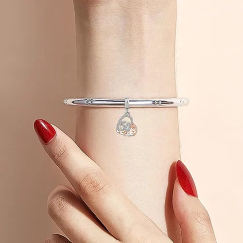 Vista 5 de KunBead Abalorios colgantes de corazón rosa de cumpleaños de 12, 13, 16, 18, 21, 30, 40, 50, 60, 70, compatible con pulsera Pandora, collar