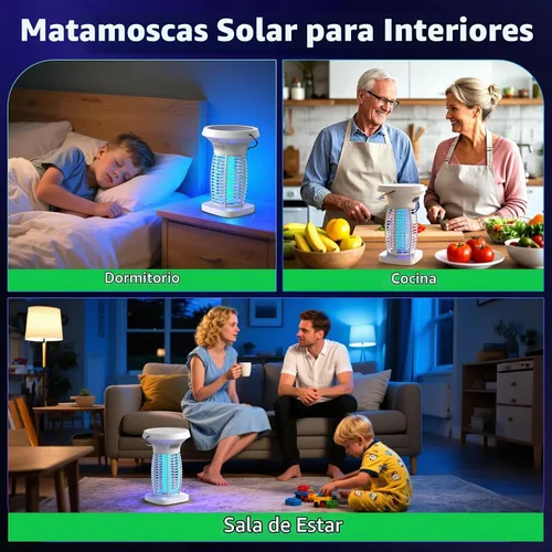 Vista 4 de OnBeam Solar Bug Zapper Outdoor, 4200V Electric Mosquito Killer for Patio Blanco luminoso