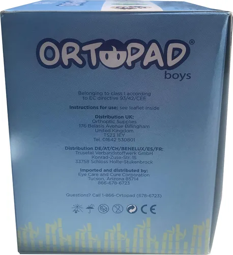 Vista 3 de Ortopad® Parches de ojo de bambú para niños, 50/bx, paquete de llamas de carreras tamaño mediano 2-4 años