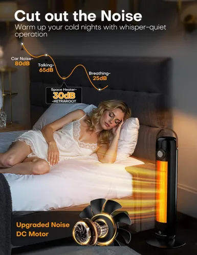 Vista 7 de Calentador eléctrico de cerámica PTC de 1500 W con 4 modos, calefacción 1S de 350 pies cuadrados, calentadores de patio oscilantes de 70° para uso