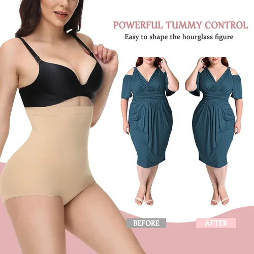 Vista 4 de Fajas de cintura alta para mujer, ropa interior con control de abdomen, sin costuras, cómodas, adelgazantes, bragas